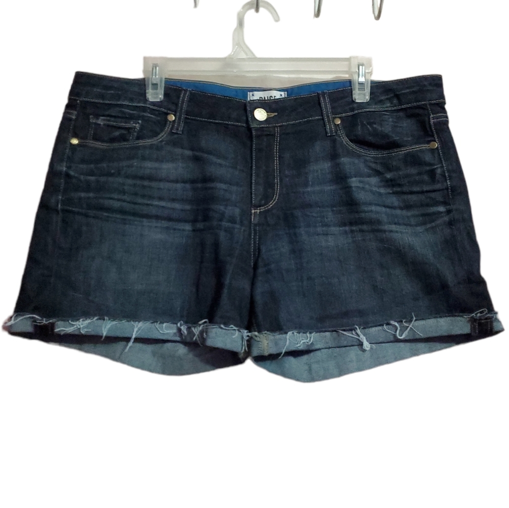 Paige Jimmy Jimmy short dark denim raw hem shorts
